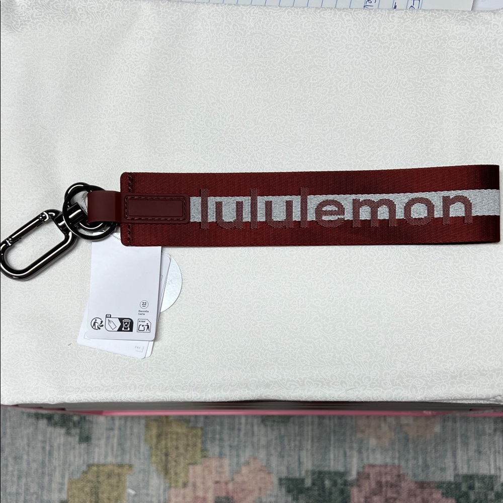 lululemon athletica Maroon and Silver Key Wristlet Strap